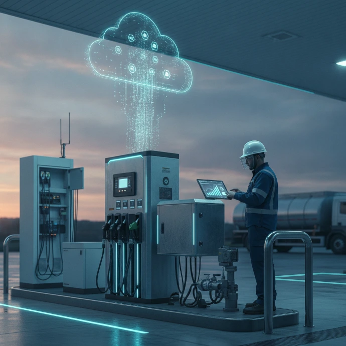 AI Generated Sistema de despacho de combustible conectado a la nube con monitoreo en tiempo real